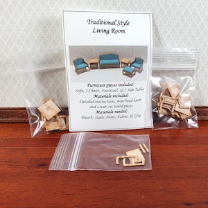 Dollhouse Quarter Scale Furniture KIT DIY Traditional Living Room Sofa + 1:48