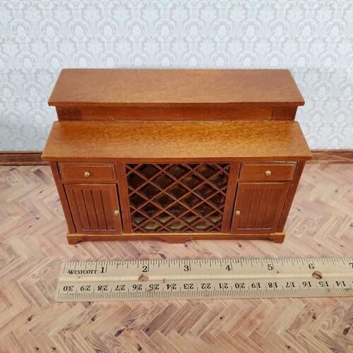 JBM Dollhouse Kitchen Bar Island Large Walnut shops 1:12 Scale Miniature Cupboard