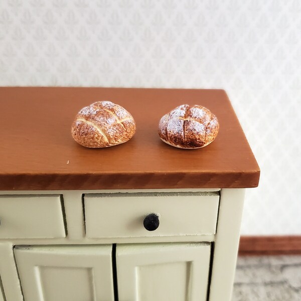 Dollhouse Bread x2 Round Loaves 1:12 Scale Food Kitchen Bakery