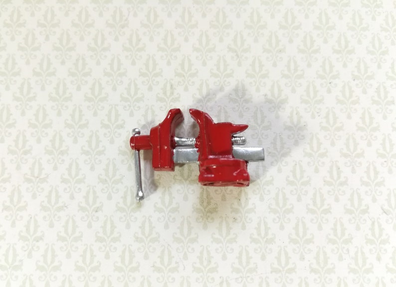 Dollhouse Miniature Red Bench Vise 1 12 Scale Tool Painted Etsy