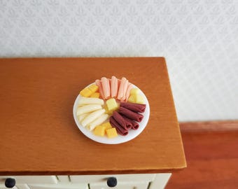 Dollhouse Food Cold Cuts Meat & Cheese Party Tray 1:12 Scale Miniature Kitchen