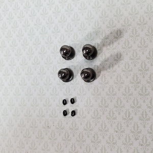 Dollhouse Miniature Doorknobs Round Dark Pewter with Keyhole 1:12 Scale 2 Sets