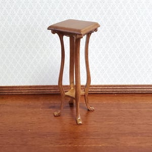Dollhouse Tall Fern or Plant Stand Wood 1:12 Scale Miniature Walnut Finish