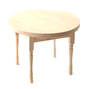 Dollhouse Miniature Kitchen Table Round 1:12 Scale Furniture Unfinished