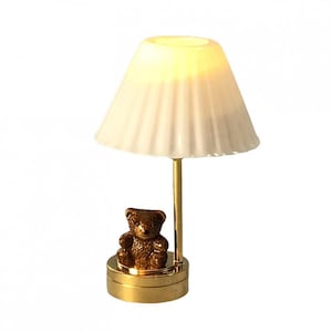 Dollhouse Miniature Battery Light Teddy Bear Table Lamp 1:12 Scale Nursery