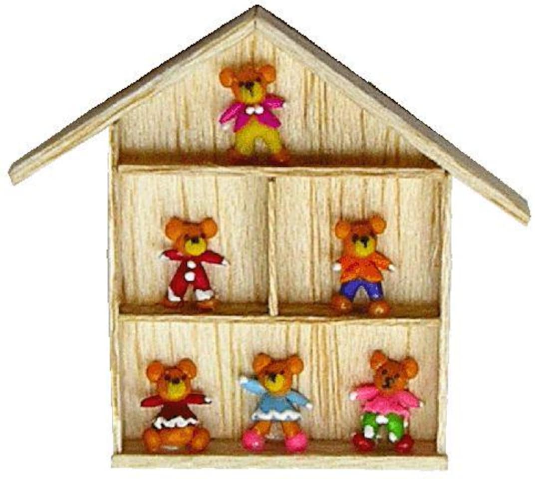 Dollhouse Teddy Bear Collection Shadowbox 1:12 Scale Miniature Toys ...