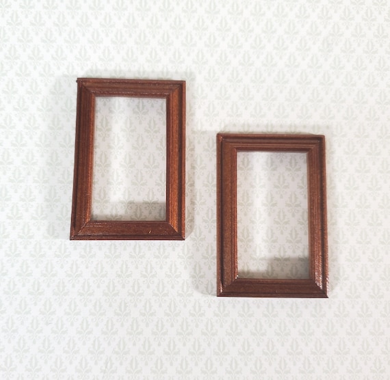 Dollhouse Picture Frame X2 Small Wood With Walnut Finish 112 Etsy
