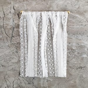 Dollhouse Miniature Lace Curtains White with Gold Curtain Rod 1:12 Scale 6 1/2" Long