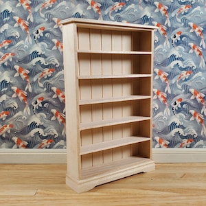 Dollhouse Tall Bookcase Shop Shelves Bookshelf 1:12 Scale Furniture Unpainted