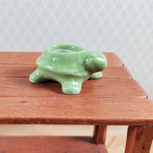 Dollhouse Miniature Green Turtle Planter Pot Ceramic 1:12 Scale