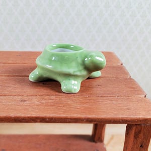 Dollhouse Miniature Green Turtle Planter Pot Ceramic 1:12 Scale