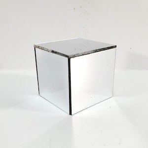 Dollhouse Modern Mirrored Side Table Cube 1:12 Scale Miniature Furniture