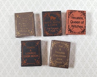 Dollhouse Book Set x5 Witch Humor Volume 1 1:12 Scale Miniatures (blank inside)