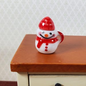 Dollhouse Snowman Mug Coffee Cup with Hat LARGE Miniature Ceramic Christmas