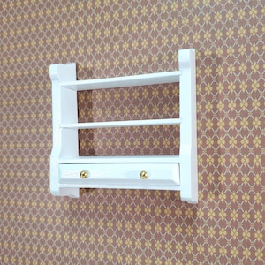 Dollhouse Miniature Hanging Shelf with Drawer 1:12 Scale Furniture White