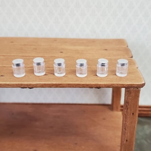 Dollhouse Miniature Jars Tiny for Spices or Baby Food with Lids x6 1:12 Scale