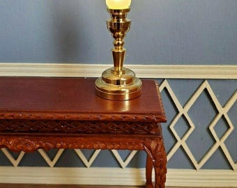 Dollhouse Battery Light Hurricane Lantern Table Lamp Gold 1:12 Scale Miniature