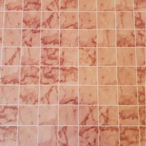Dollhouse Pink Marble Square Tile Floor Embossed Cardstock Glossy 1:12 Scale