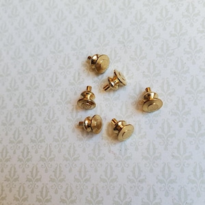 Dollhouse Miniature Tiny Gold Brass Knobs for Door or Drawer Pulls Set of 6 1:12 Scale or Fairy Garden