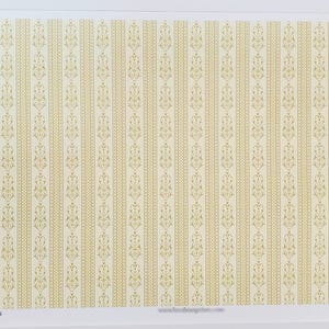 Dollhouse HALF SCALE Wallpaper 3 Sheets Gold White Cream "Palais" 1:24 Scale