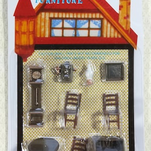 Dollhouse Miniature 1:48 Quarter Scale Furniture Table Chairs Grandfather Clock
