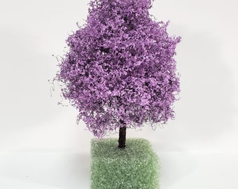 Miniature Tree or Bush Purple Lilac 4" Tall on a Spike Model Scenery Garden