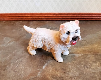 Dollhouse Miniature Puppy Dog Westie 1:12 Scale Pet West Highland Terrier Standing