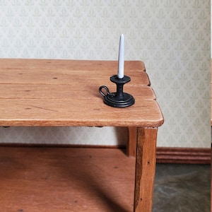 Dollhouse Miniature Chamber Candle Holder with White Candle 1:12 Scale Metal