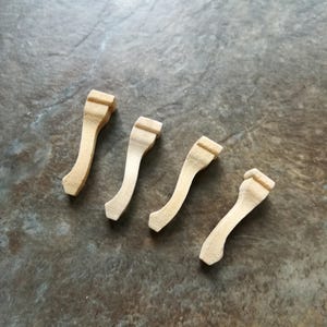 Dollhouse Miniature Wood Cabriole Legs for Chair or Furniture Set of 4 Pieces 1:12 Scale 3/8"