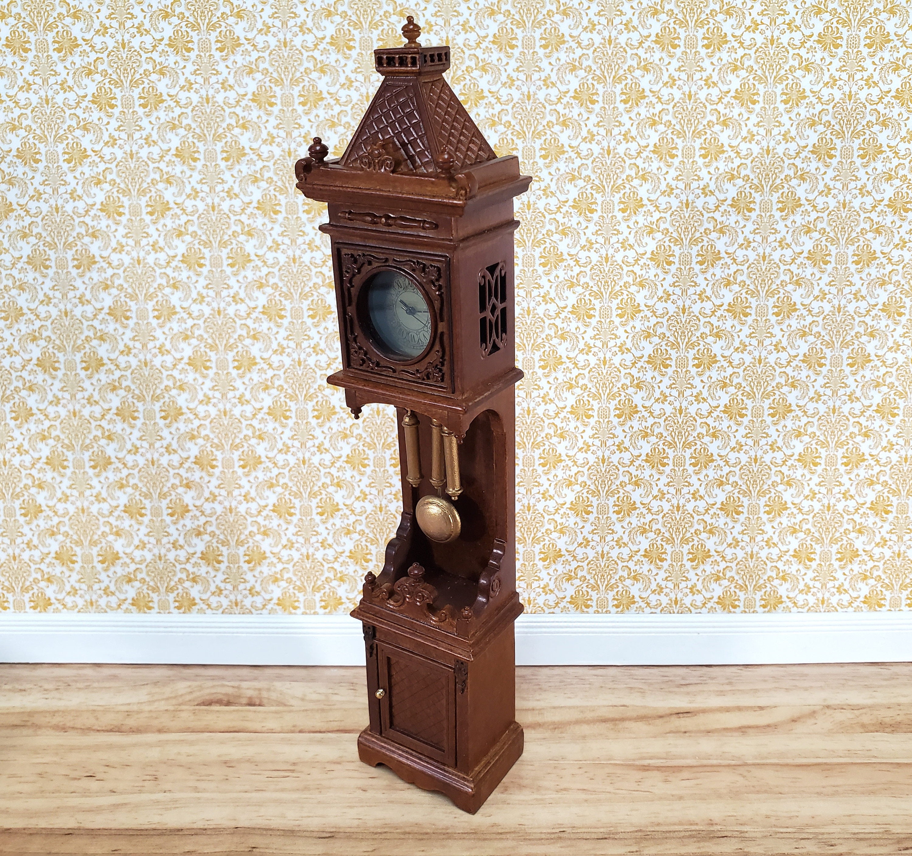 Infinity Instruments Mini Grandfather Clock - 9x6 Inch Tabletop Mantle Clock With Quartz Movement