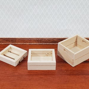 Dollhouse Wood Crates for Fruits or Vegetables Set of 3 1:12 Scale Miniatures