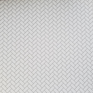 Dollhouse Subway Tile Herringbone White Embossed Glossy Card 1:12 Dark Grout
