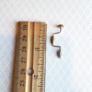 Dollhouse Miniature Hand Drill Auger Vintage Style 1:12 Scale Woodworking Tool Painted Metal