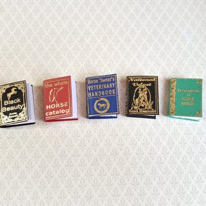 Dollhouse Miniature Book Set x5 Horse Lovers Set 1:12 Scale (blank inside)