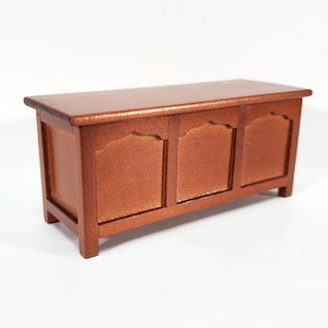 Dollhouse Chest Blanket Trunk 1:12 Scale Miniature Furniture Walnut Finish