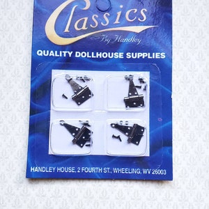 Dollhouse Miniature T Hinges Working x4 Pewter 1:12 Scale Includes Nails