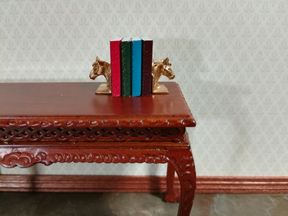 Dollhouse Miniature Kitty Cat Bookends Antique Bronze 1:12 Scale Accessory