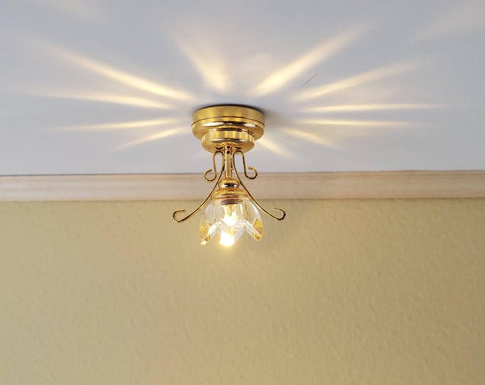 Melody Jane Dollhouse LED Hanging Ceiling Oil Lamp - 1:12 Scale, Battery Powered With Magnet