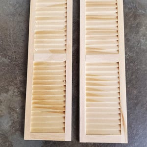 Dollhouse Miniature Shutters Louvered 1 Pair Unfinished Wood 1:12 Scale 5 1/8&quot; HW5019