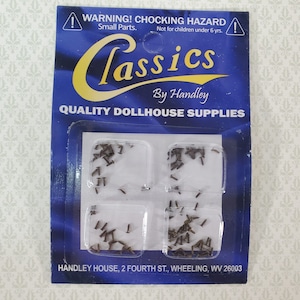 Nails Brads Small Tiny Thin 1/8&quot; Black Dark Bronze Pack of 100 Dollhouse Miniatures Hardware