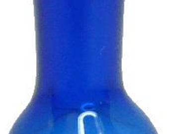 Jarrón de cristal azul para casa de muñecas, escala 1:12, decoración en miniatura con flores