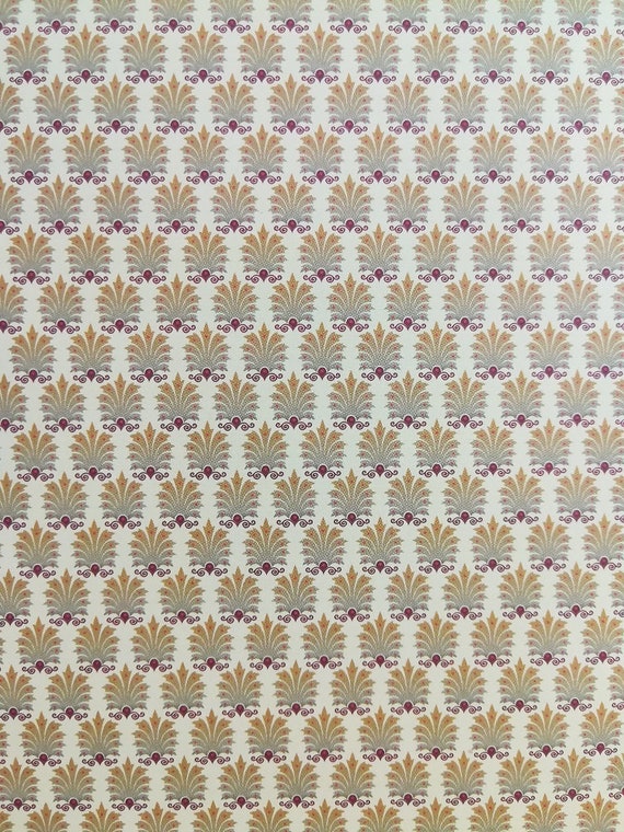 Dollhouse Miniature Brodnax Victorian 3 Part Wallpaper Maroon /& Pale Yellow 1:12