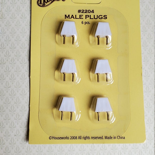 Dollhouse Miniature Plugs for 12 Volt Light Fixtures 6 Piece 1:12 Scale Houseworks 2204