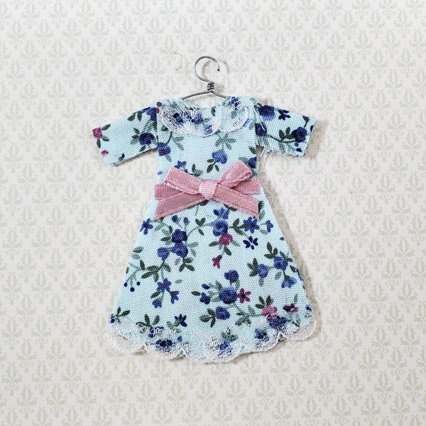 Dollhouse Floral Dress 1:12 Child Size Clothes on a Hanger Flat Decoration Only