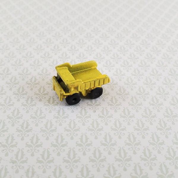 Dollhouse Miniature Dump Truck Toy Yellow & Black Metal 1:12 Scale