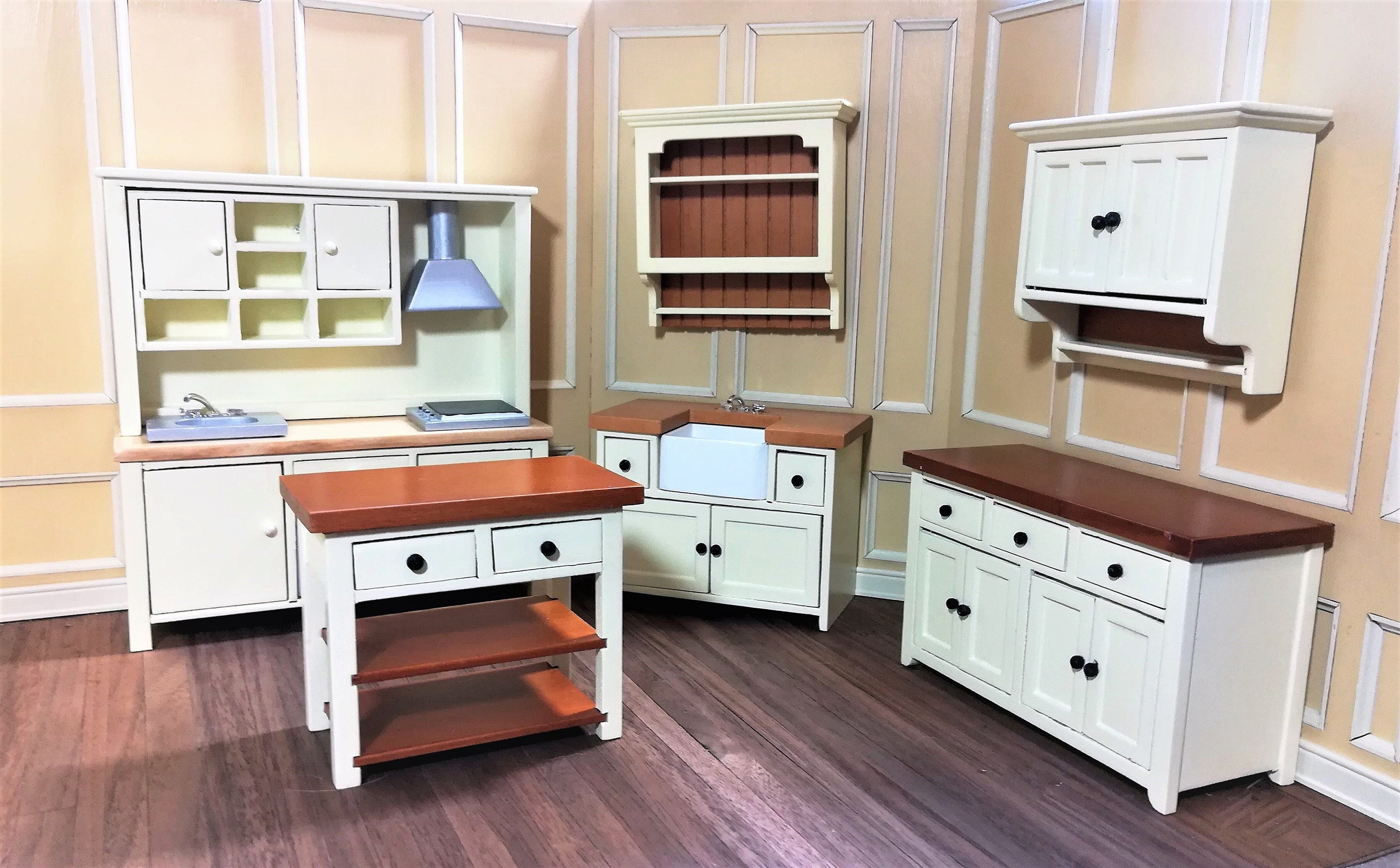 Dollhouse Miniature Kitchen Cupboard Hanging Cream Etsy