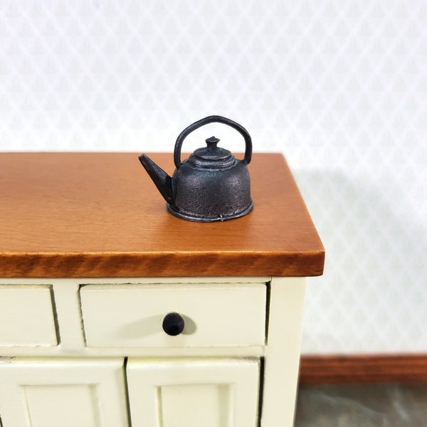 Dollhouse Coffee Pot Tea Kettle Painted Metal Cast Iron Look 1:12 Scale Miniature