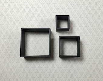 Dollhouse Modern Wall Shelves Square Blocks x3 Black 1:12 Scale Miniature Shelf