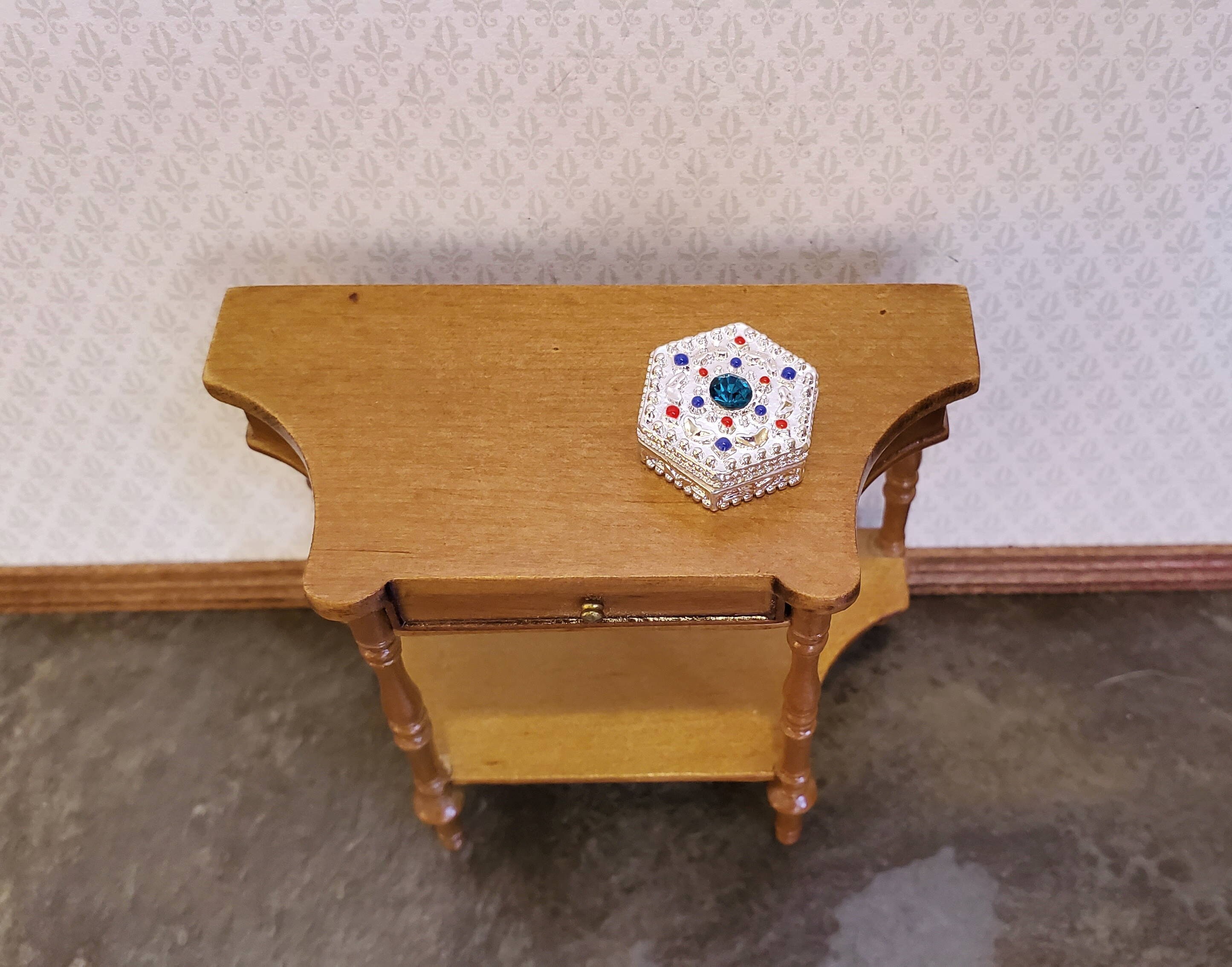 Dollhouse Miniature Jewelry Box With Jewels Large Silver With Etsy