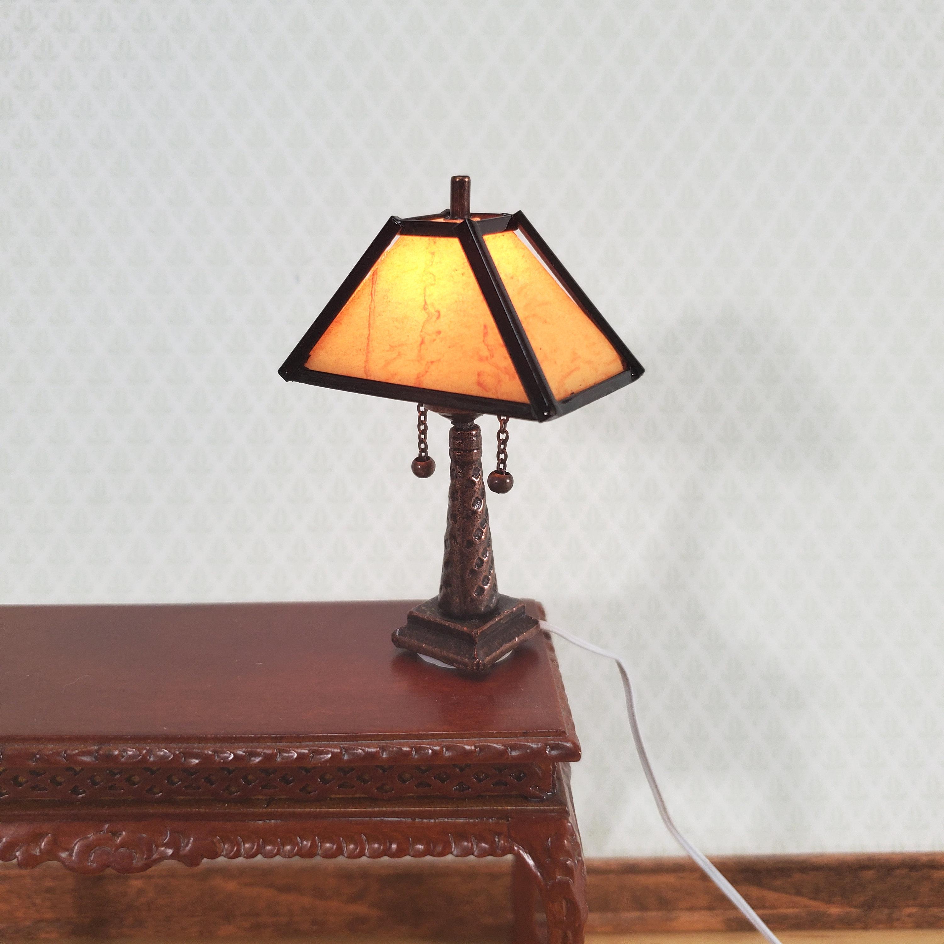 Dollhouse Miniature Lamp Arts & Crafts Craftsman Style Large 1:12 Scale 12 volt